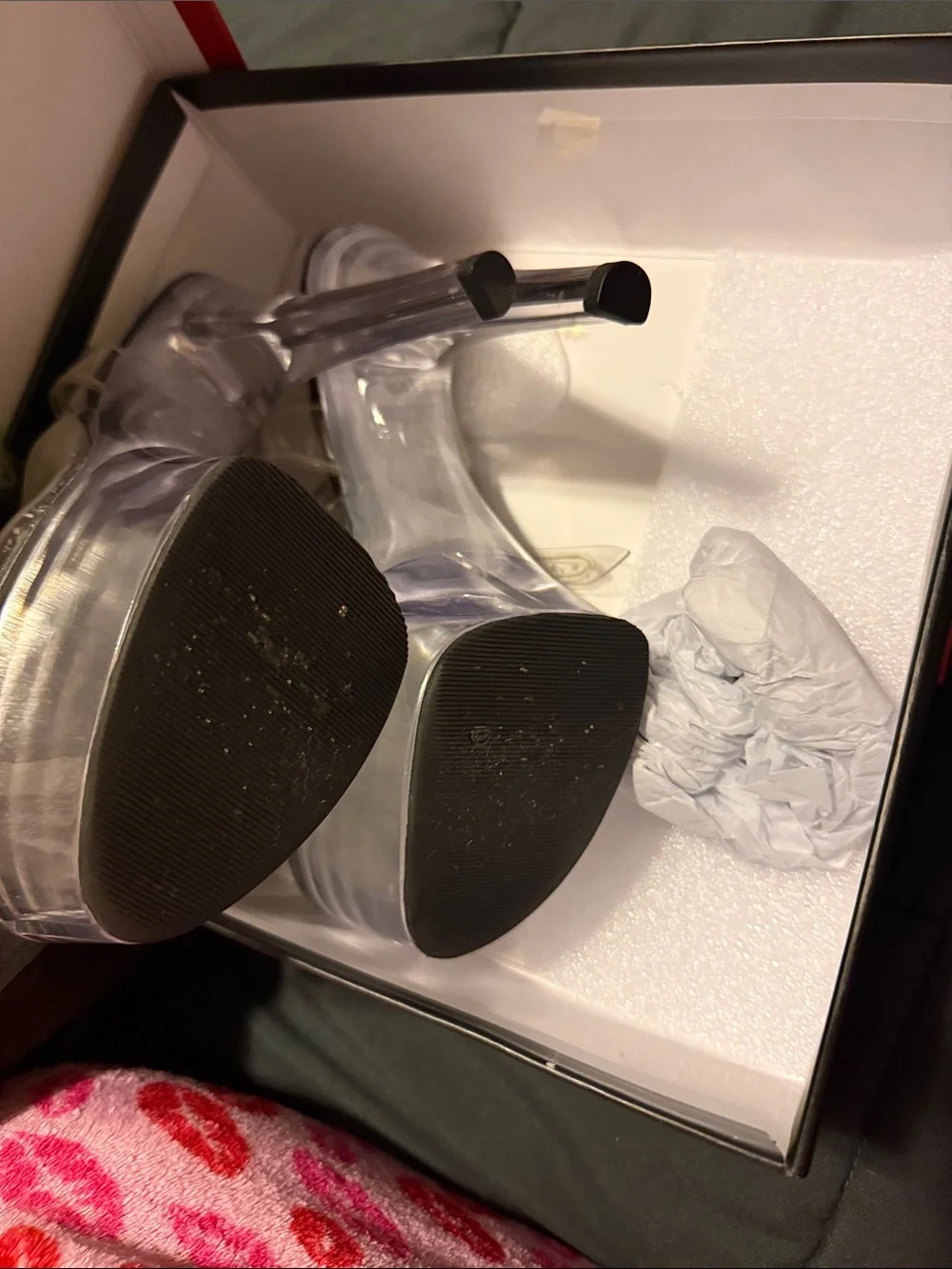 Clear Strap Black Platform Pleasers